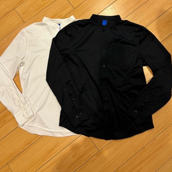Kit and Ace Other - KIT AND ACE EUC Set of 2 City Tech Collarless Shirt Standard Fit M Black White